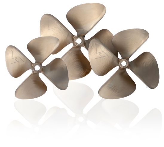 OJ 1784 Wake Pro V-4 Propeller 4 Blade 18 x 14 LH  1 1/4" Bore  .120 CUP  - OJ 1784 PROP